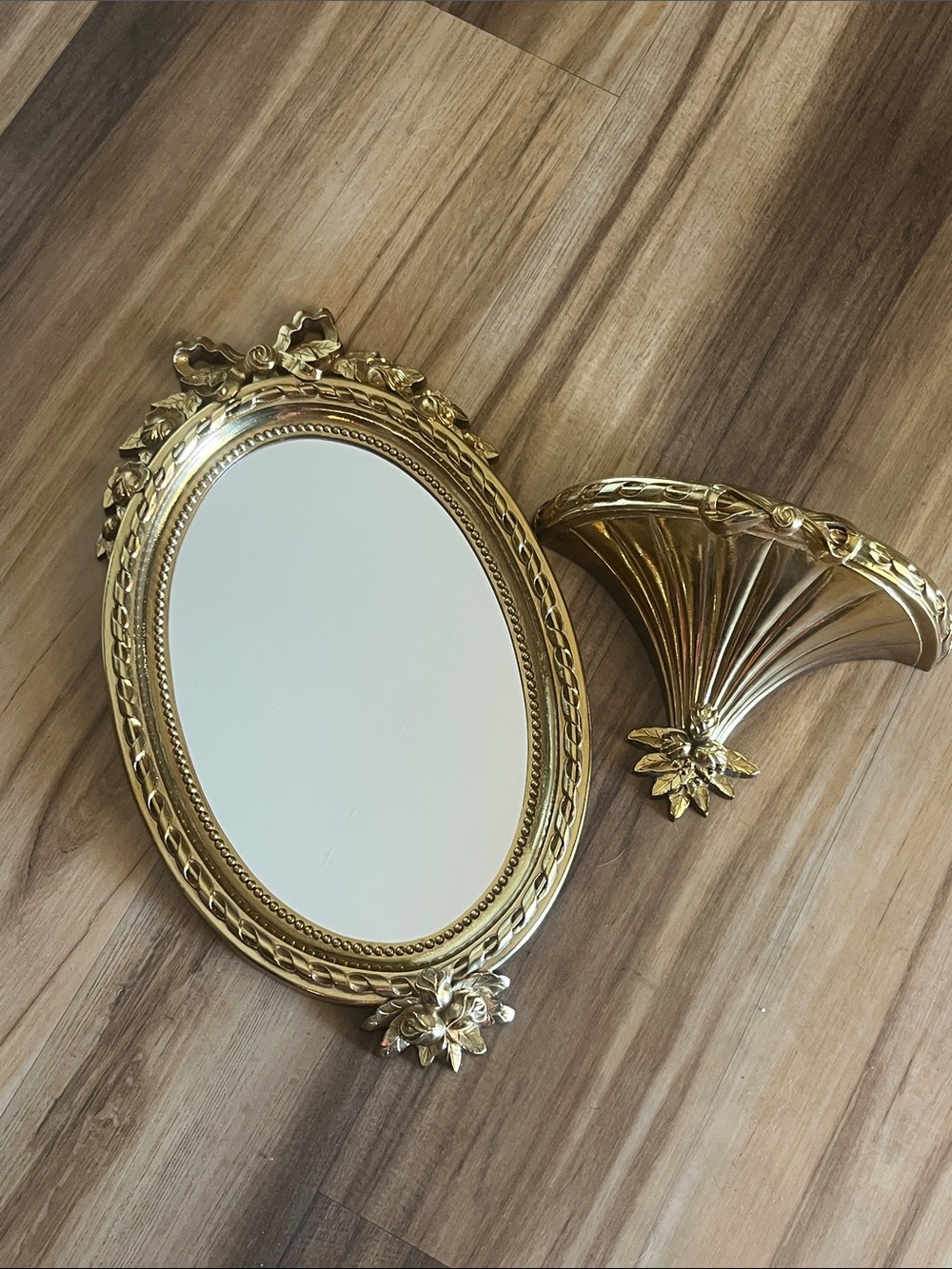 Home Interiors 80s Hollywood Regency Mirror and Shelf